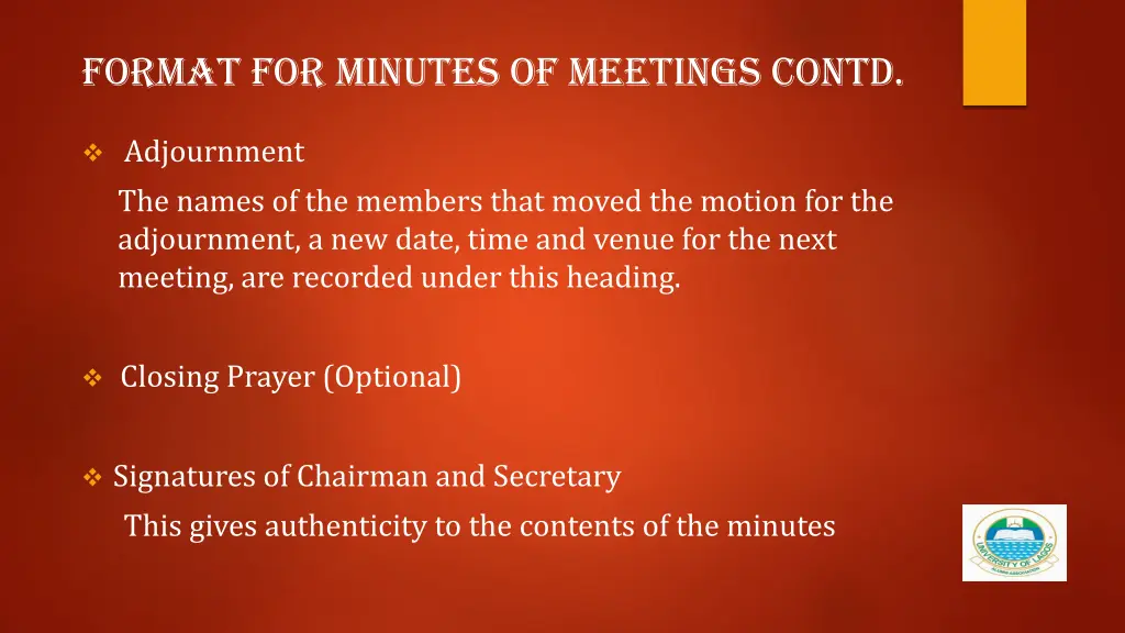 format for minutes of meetings contd 6