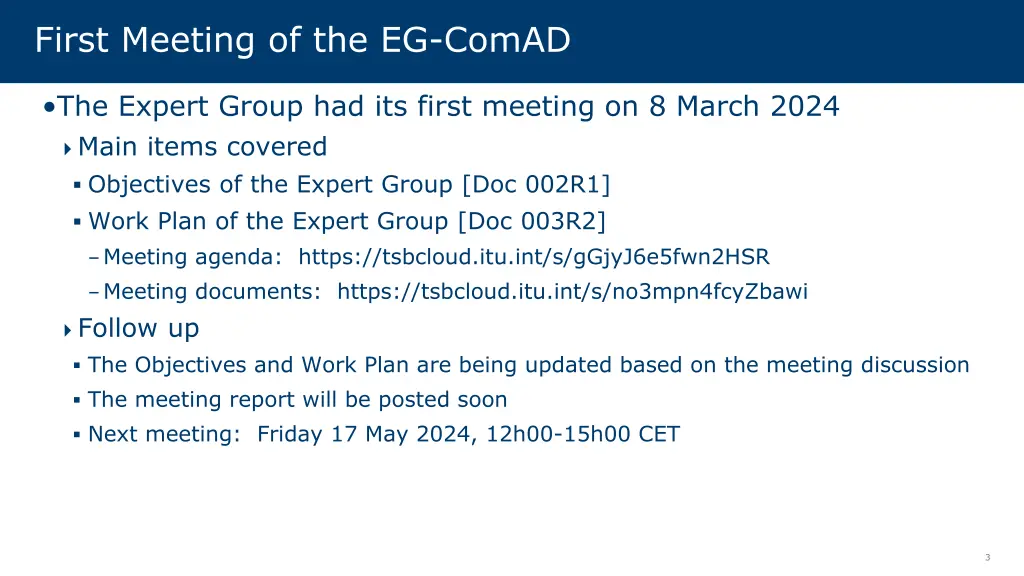 first meeting of the eg comad