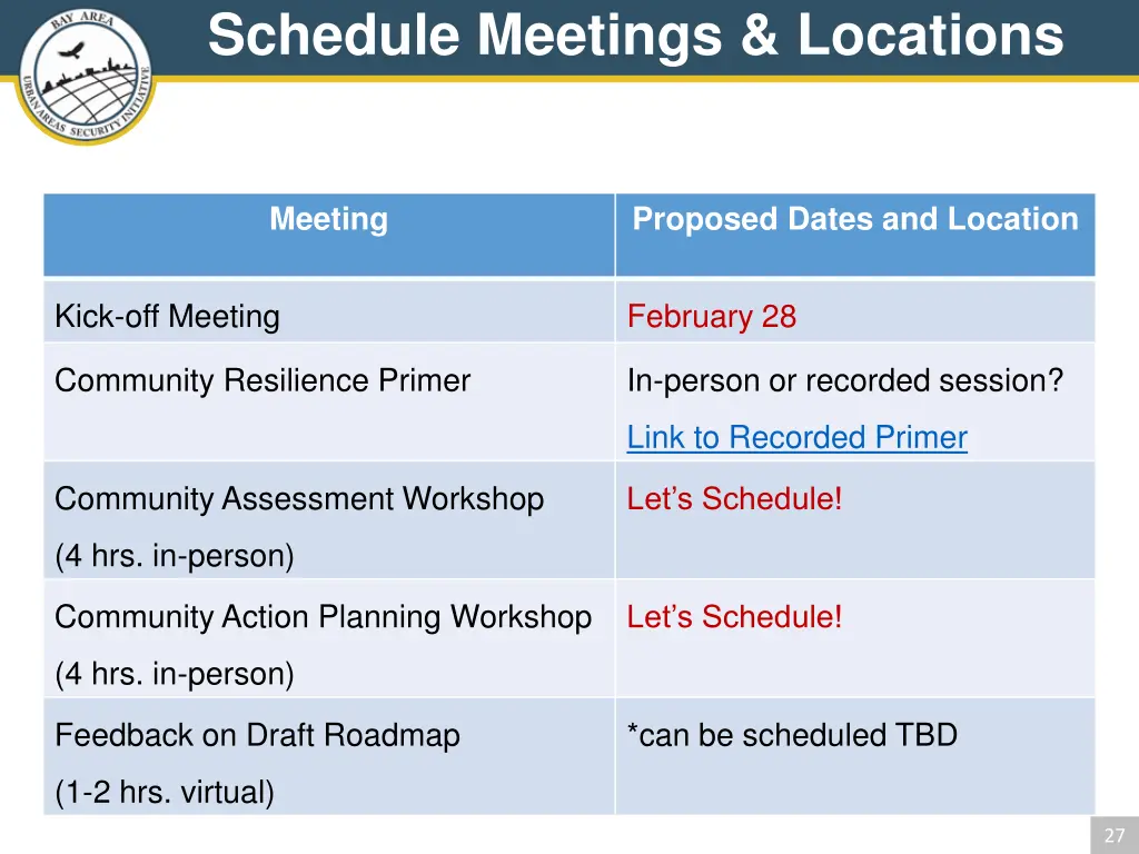 schedule meetings locations