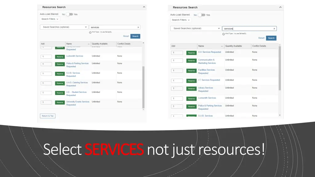 select services services not just resources