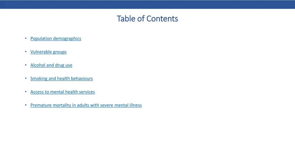 table of contents table of contents