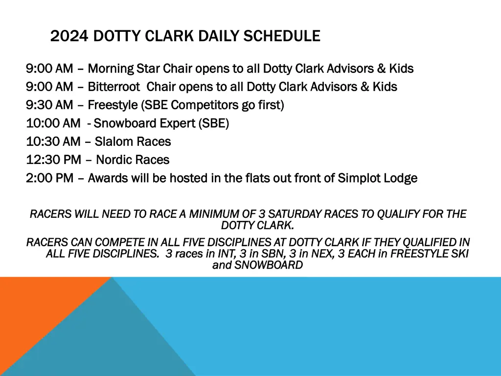 2024 dotty clark daily schedule