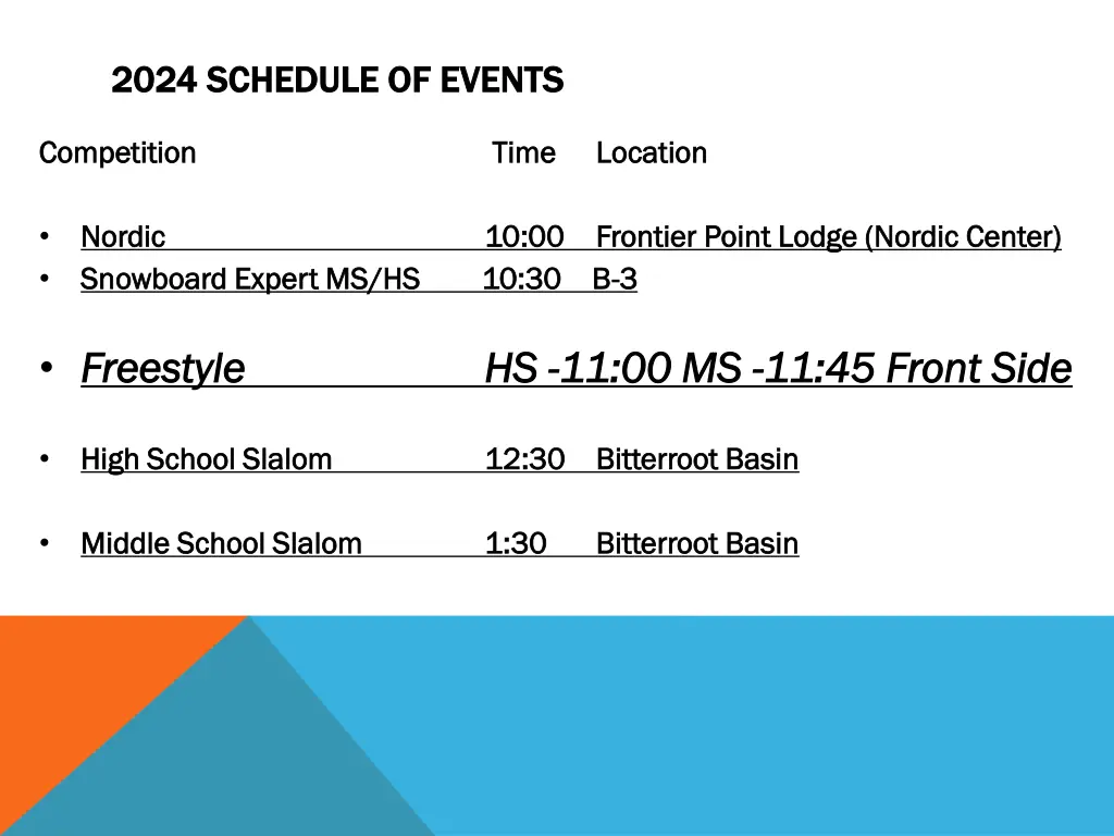 2024 schedule of events 2024 schedule of events