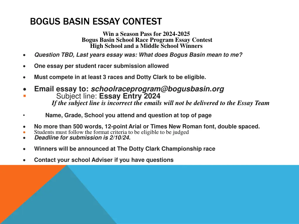 bogus basin essay contest