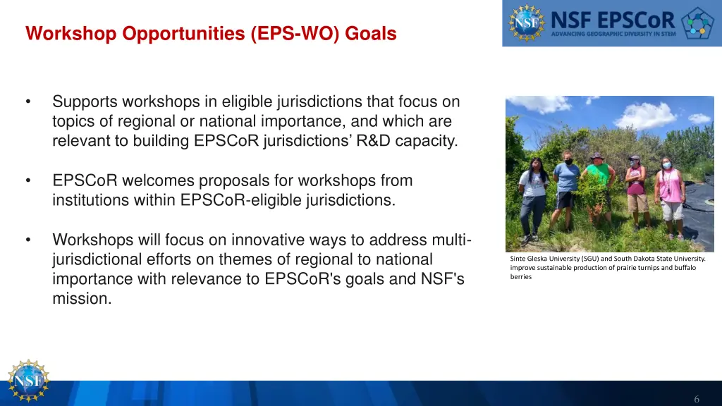 workshop opportunities eps wo goals