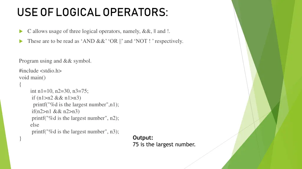 use of logical operators