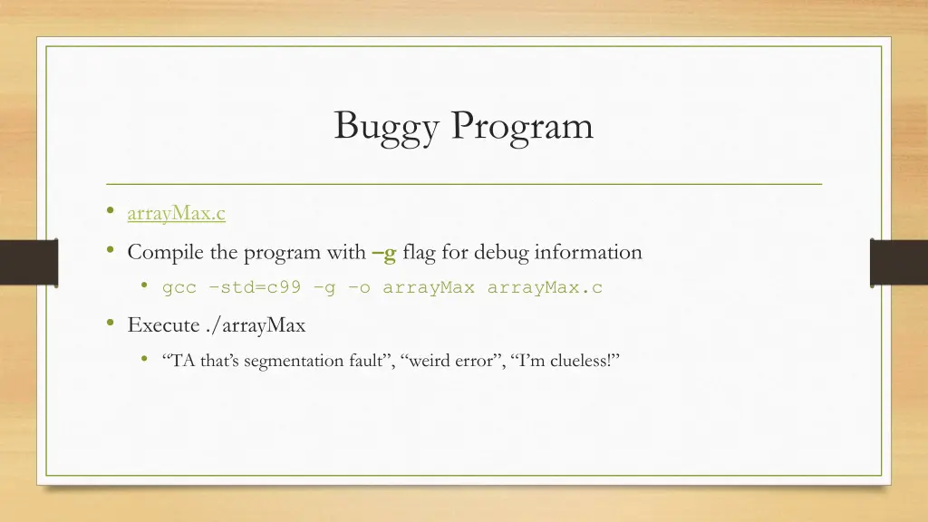 buggy program