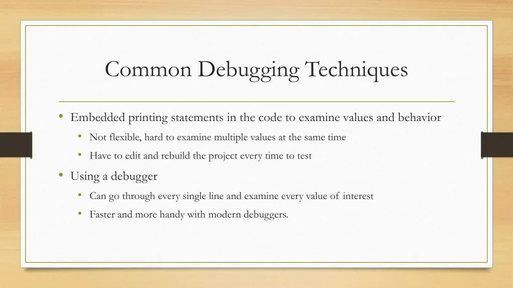 common debugging techniques