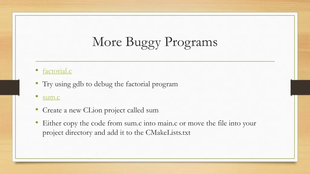 more buggy programs