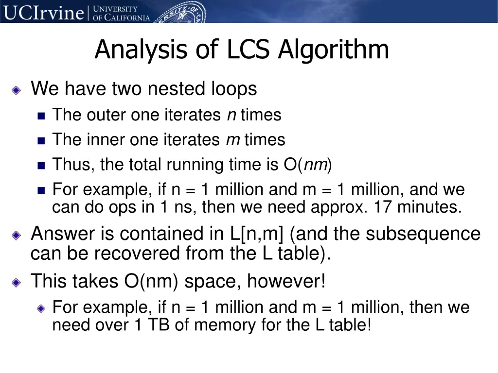 analysis of lcs algorithm