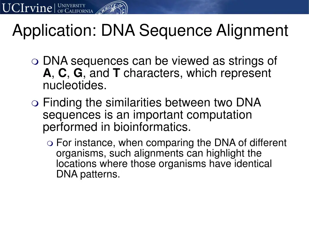 application dna sequence alignment