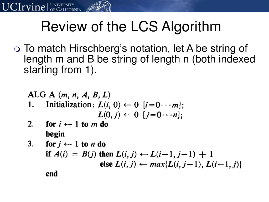 review of the lcs algorithm