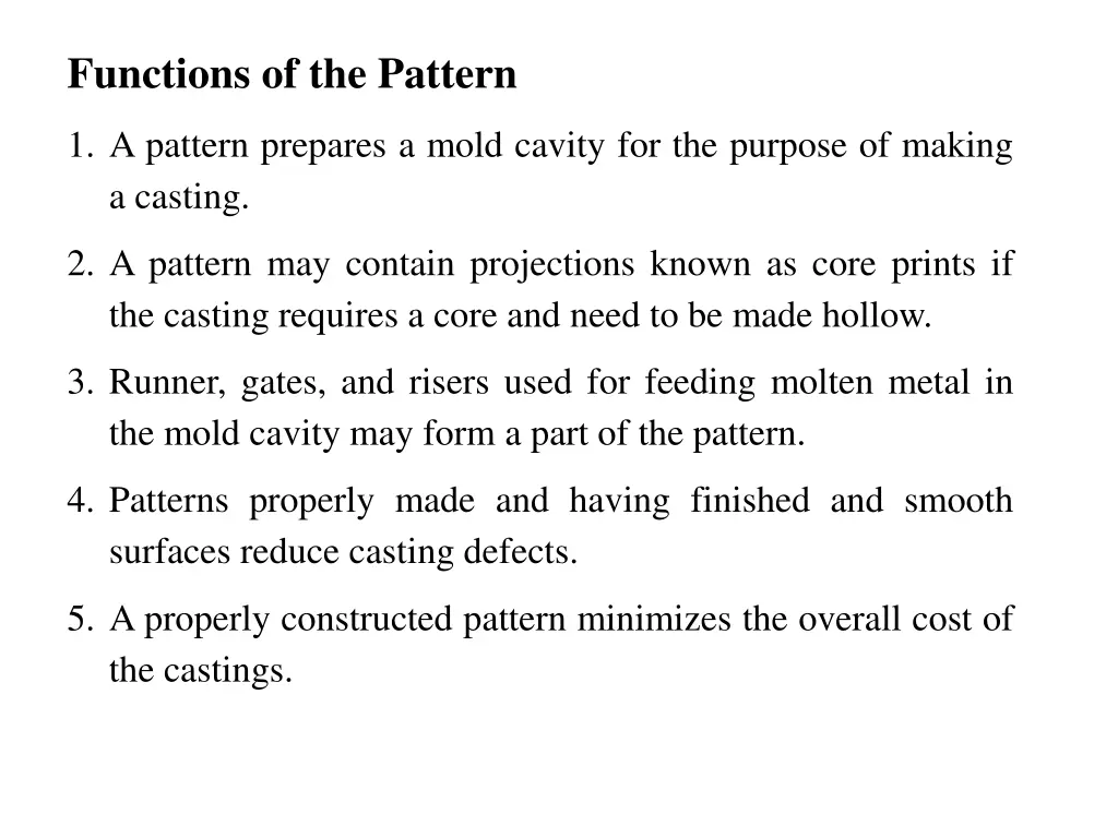functions of the pattern