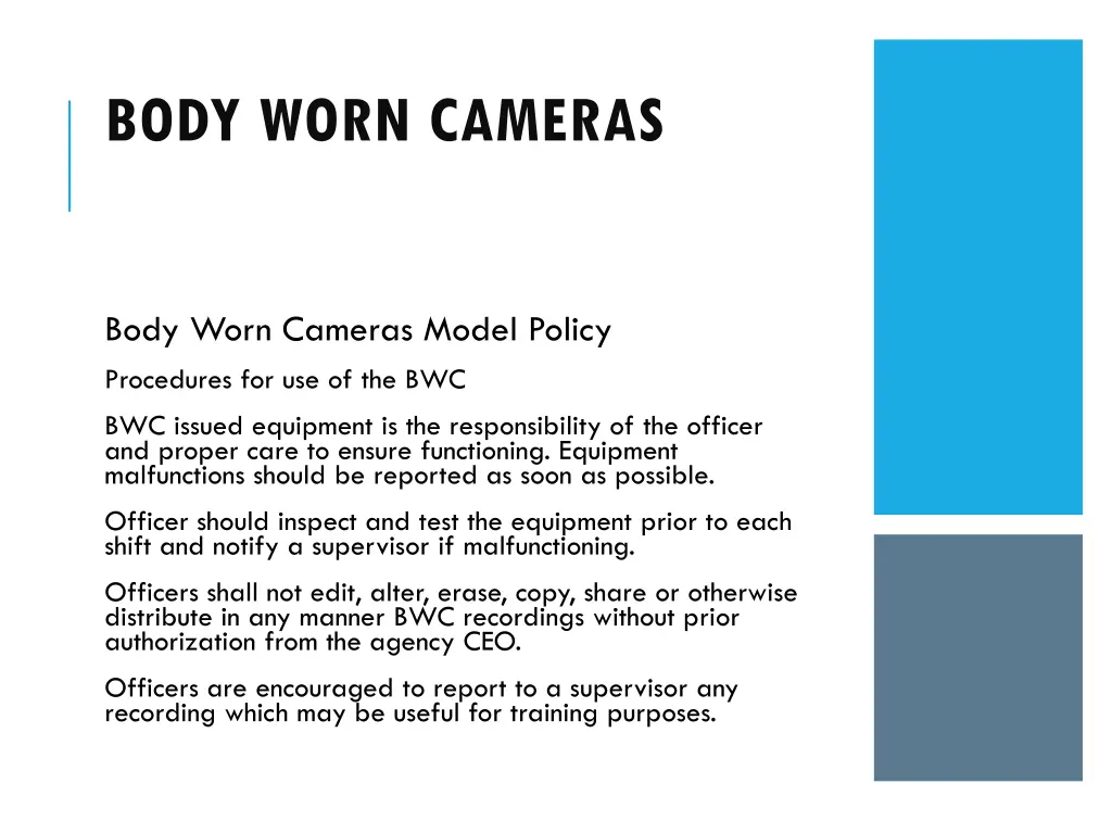 body worn cameras 13