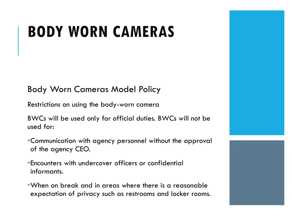 body worn cameras 15