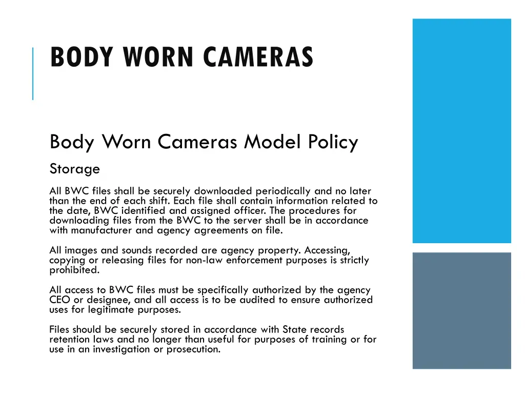 body worn cameras 17