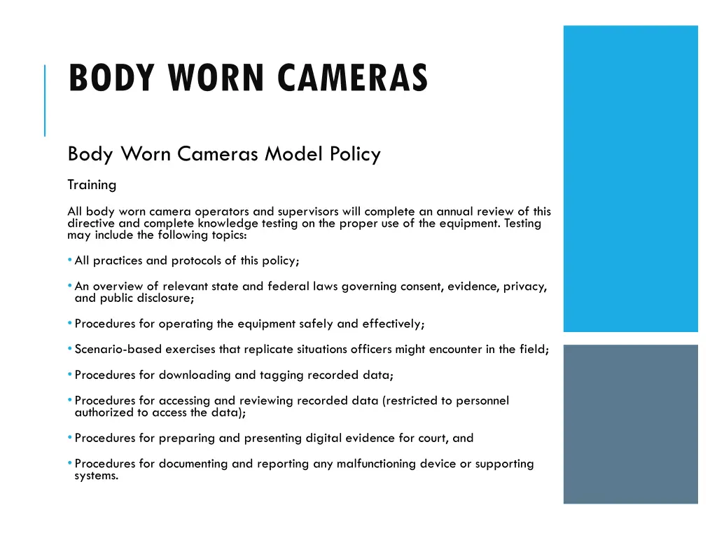 body worn cameras 21