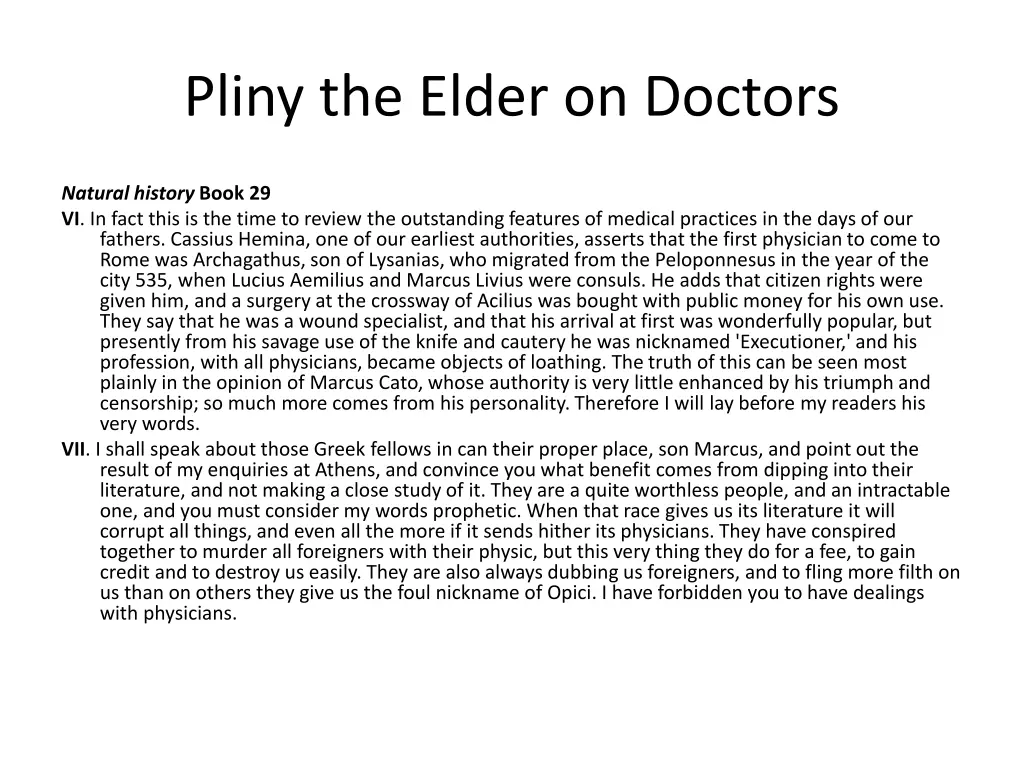 pliny the elder on doctors