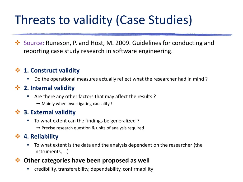 threats to validity case studies