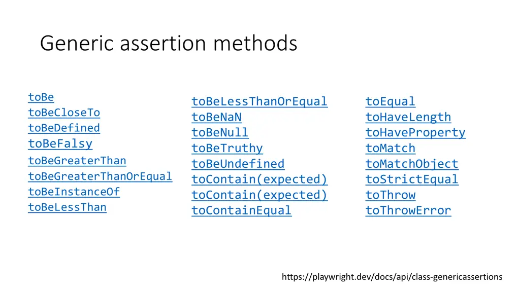 generic assertion methods