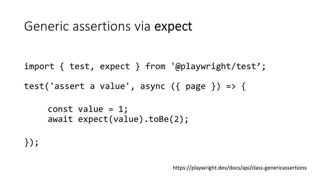 generic assertions via expect