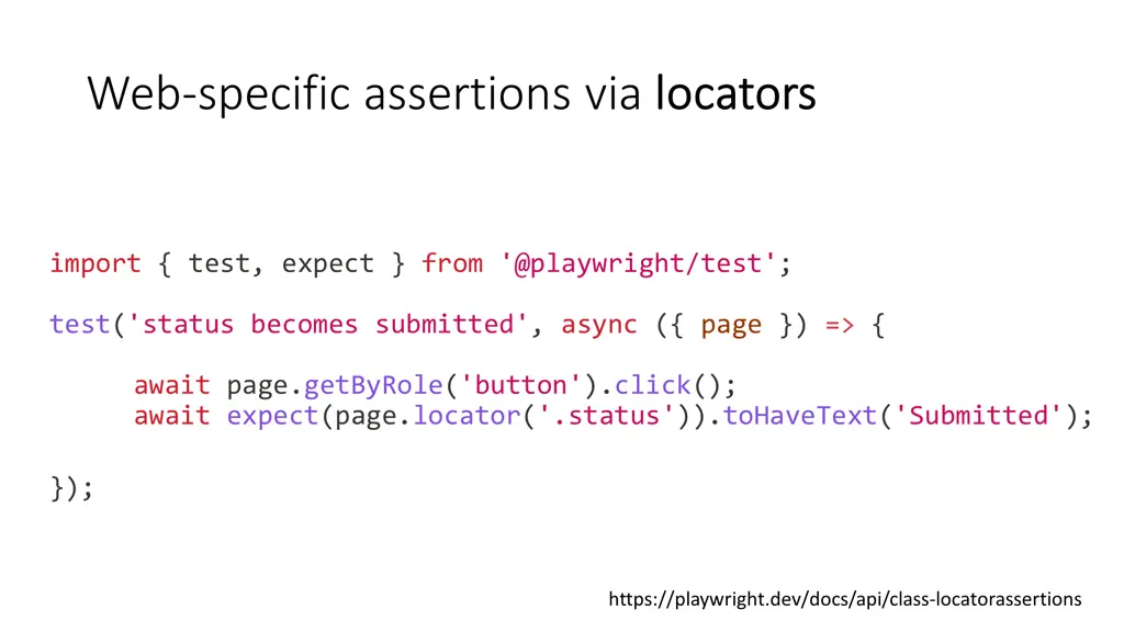 web specific assertions via locators