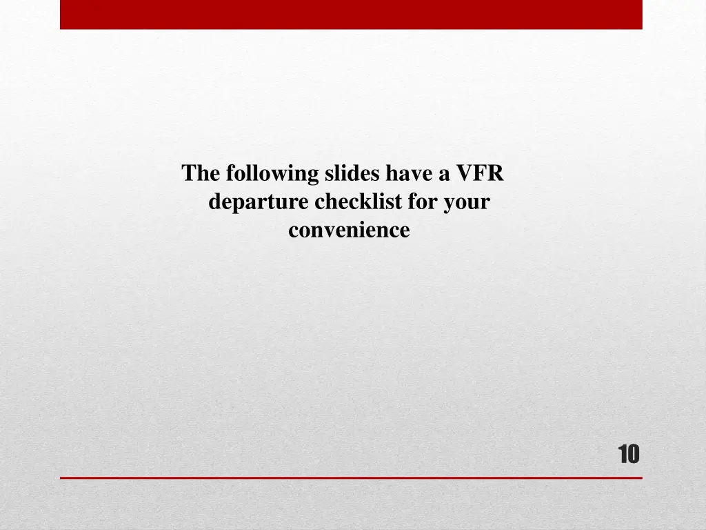 the following slides have a vfr departure