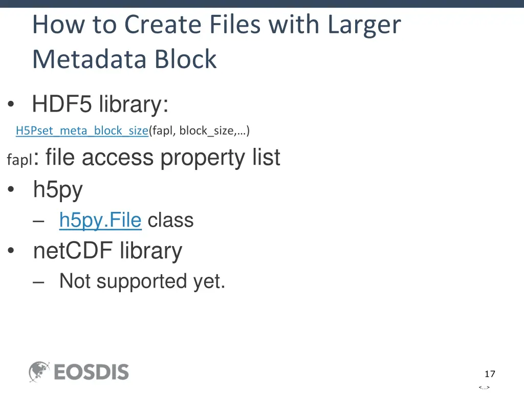 how to create files with larger metadata block