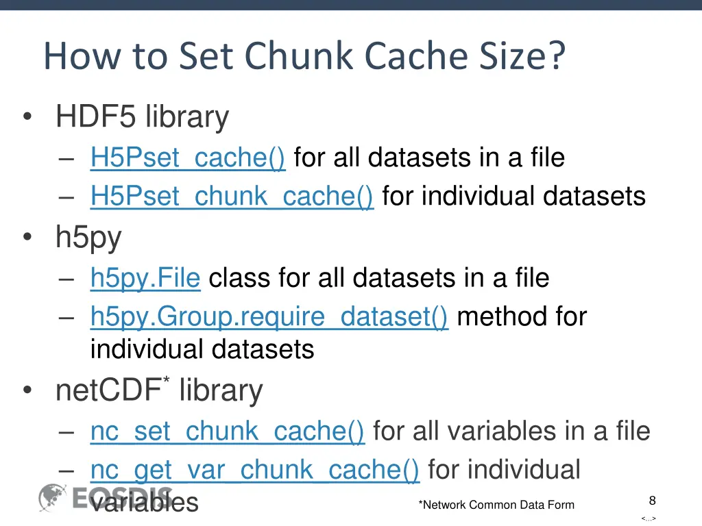 how to set chunk cache size