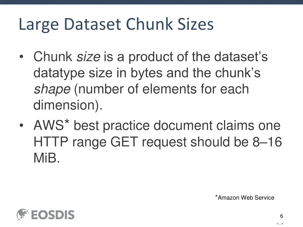 large dataset chunk sizes