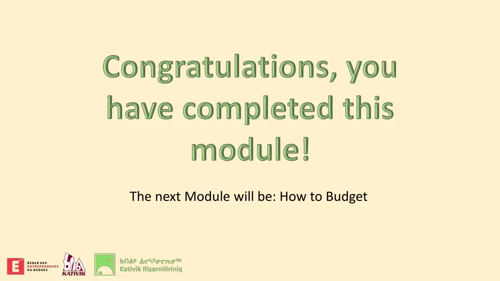 the next module will be how to budget