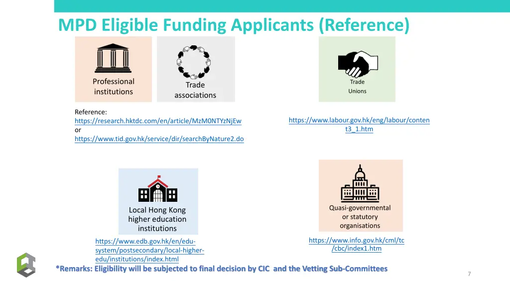 mpd eligible funding applicants reference