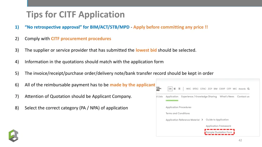 tips for citf application