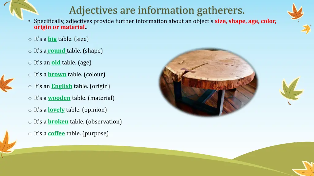 adjectives are information gatherers specifically