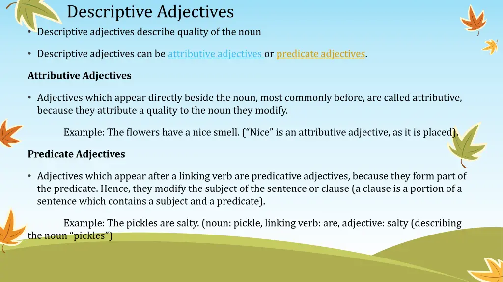 descriptive adjectives descriptive adjectives