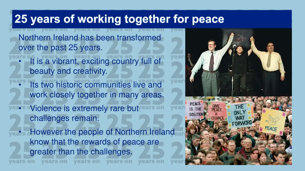 25 years of working together for peace