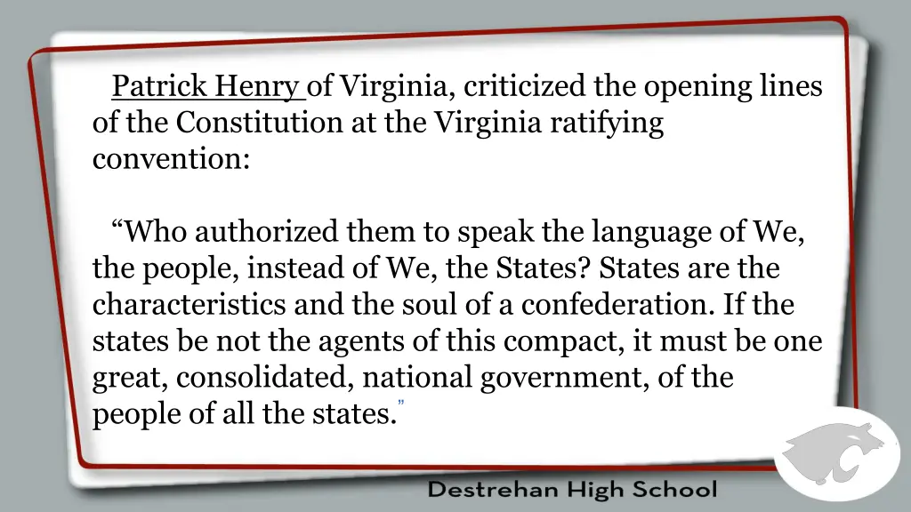 patrick henry of virginia criticized the opening