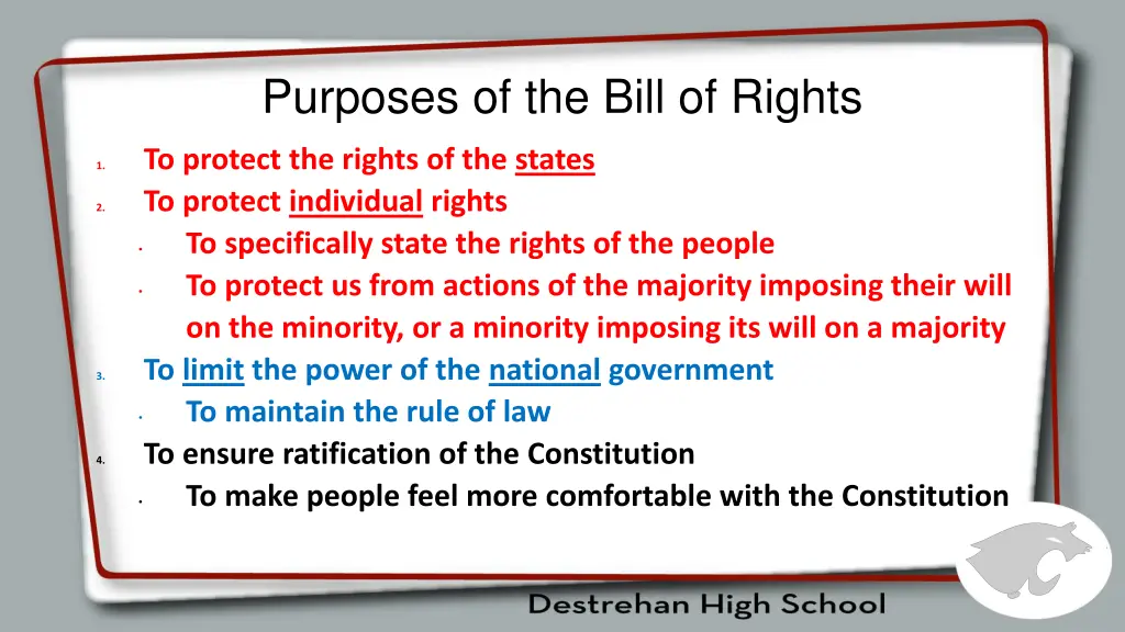 purposes of the bill of rights