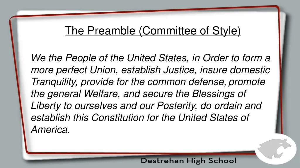 the preamble committee of style