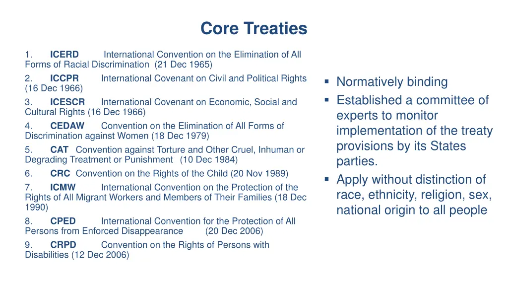 core treaties