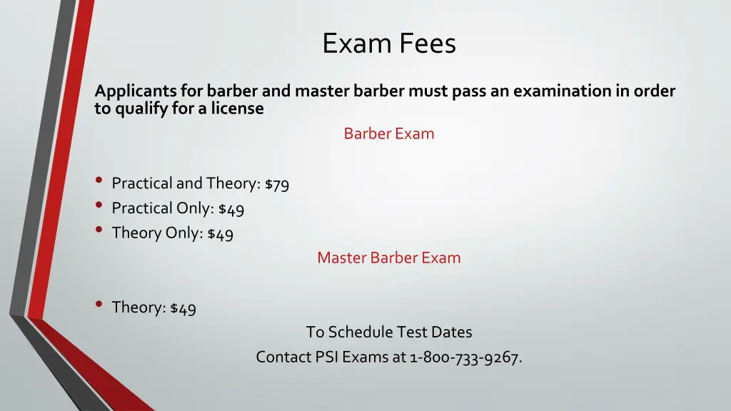 exam fees