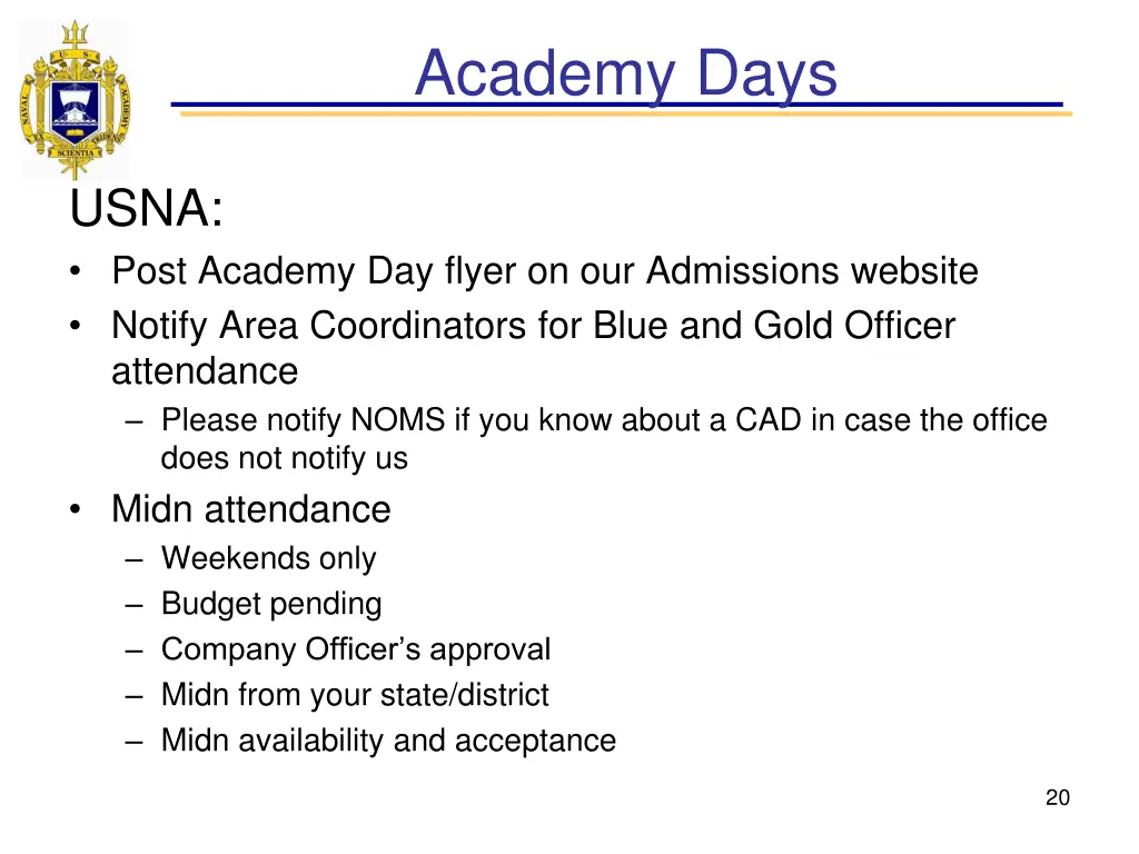 academy days 1