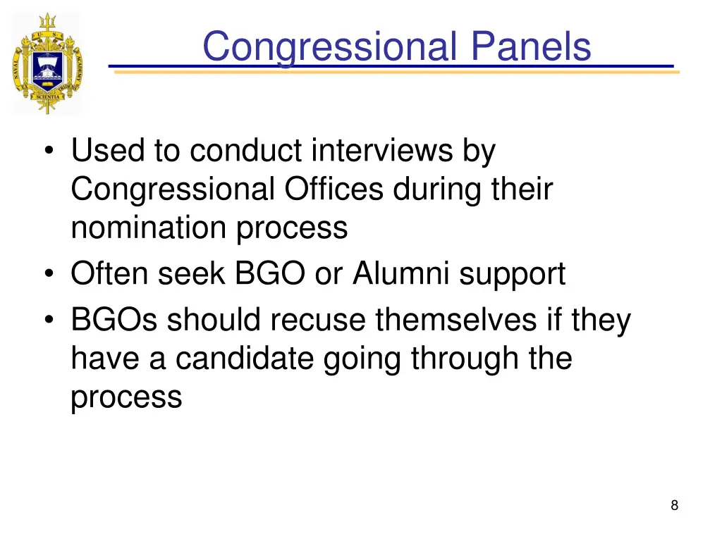 congressional panels