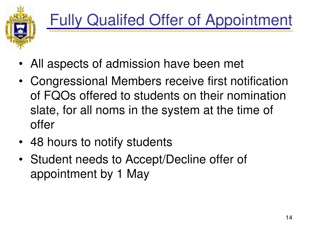 fully qualifed offer of appointment