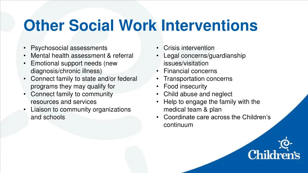 other social work interventions