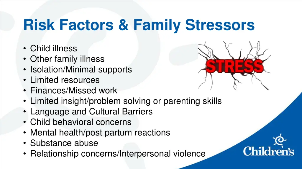 risk factors family stressors