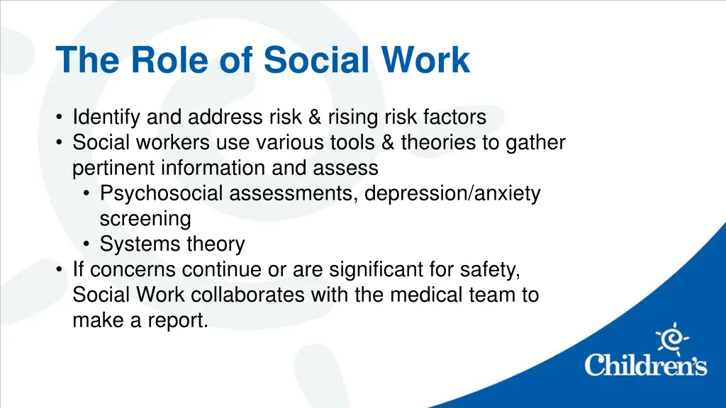 the role of social work