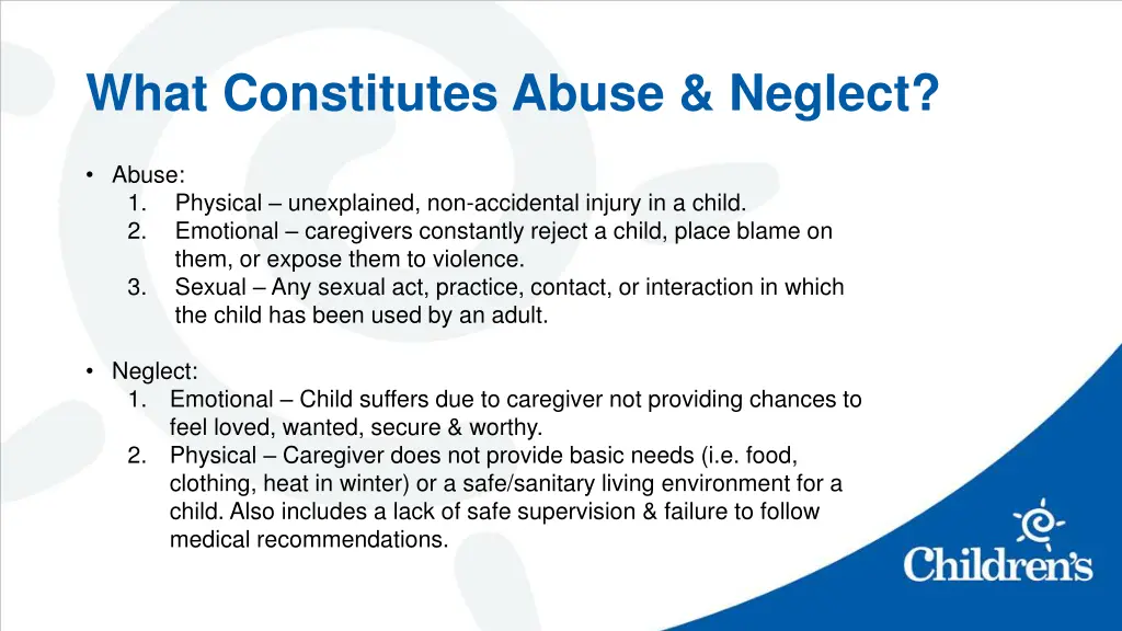 what constitutes abuse neglect