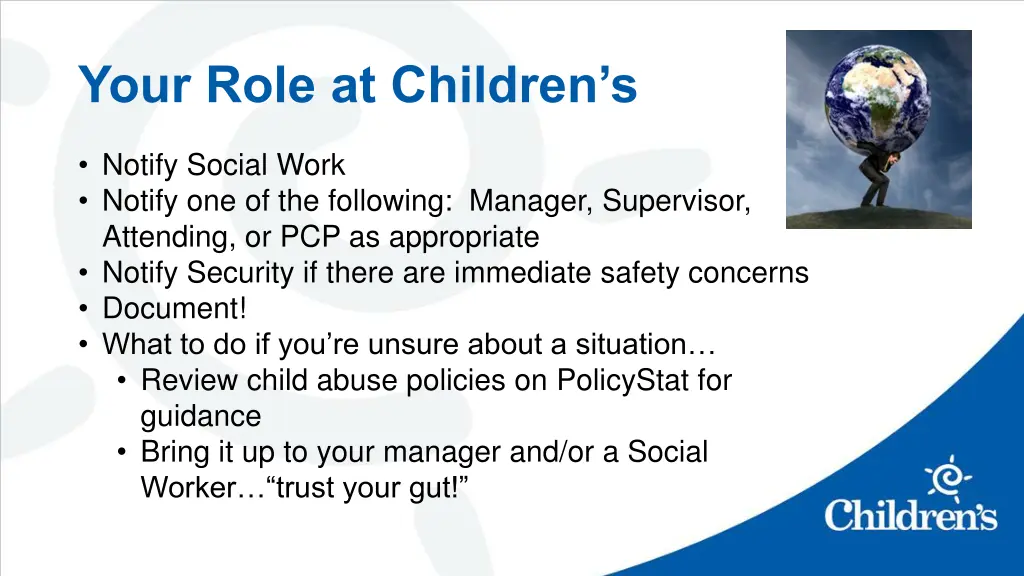 your role at children s
