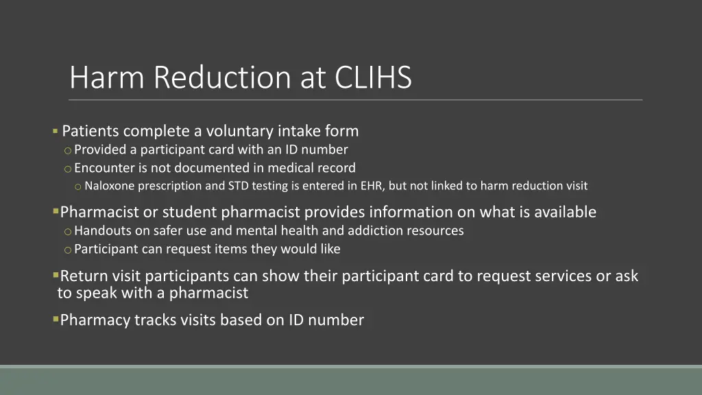 harm reduction at clihs 1